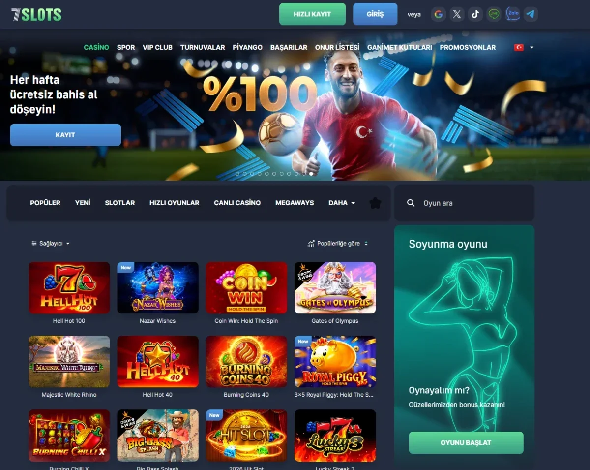 7slots arayüz görüntüsü