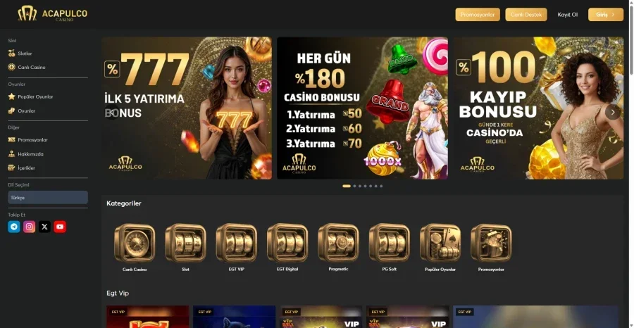 Acapulco Casino arayüz görüntüsü