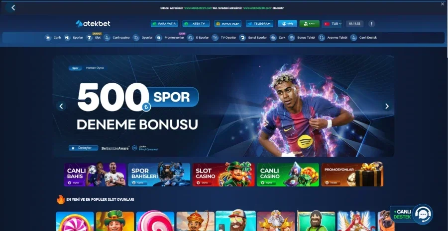 Atekbet arayüz görüntüsü