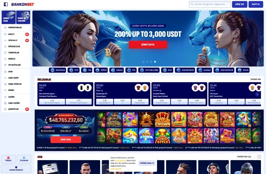 Bankonbet arayüz görüntüsü
