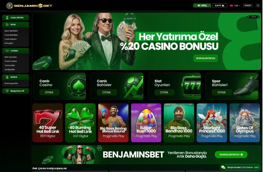 Benjaminsbet arayüz görüntüsü