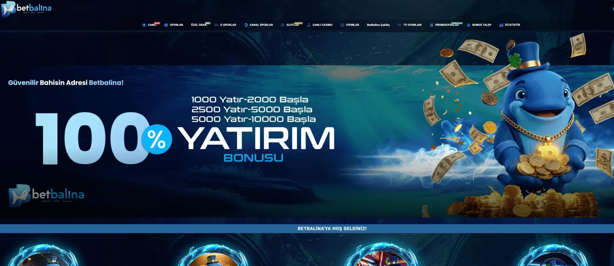 Betbalina arayüz görüntüsü