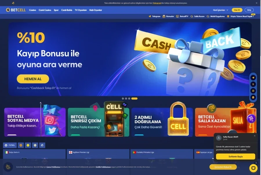 Betcell arayüz görüntüsü