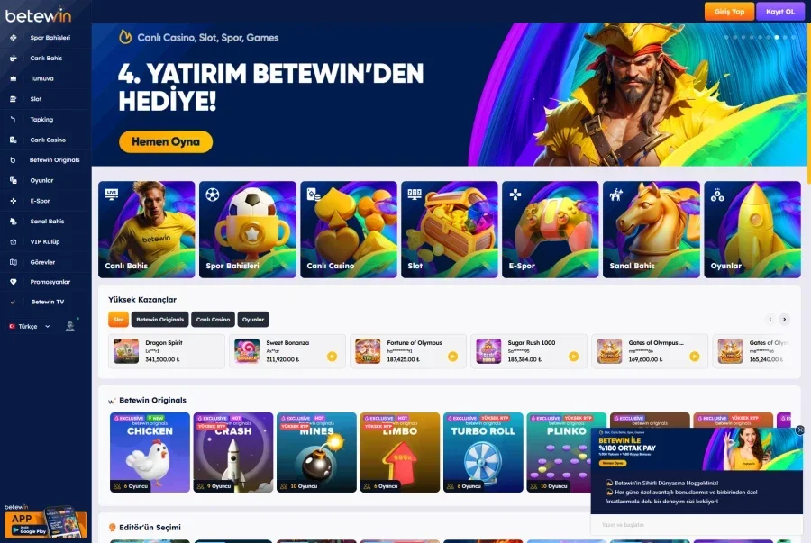 Betewin arayüz görüntüsü