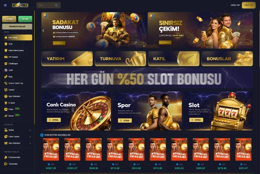 Betforce arayüz görüntüsü
