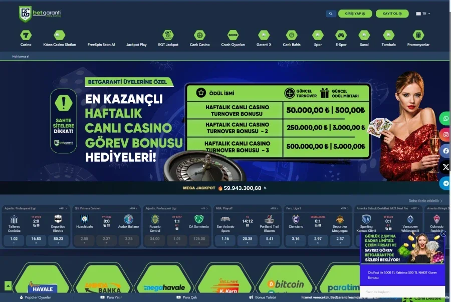 Betgaranti arayüz görüntüsü