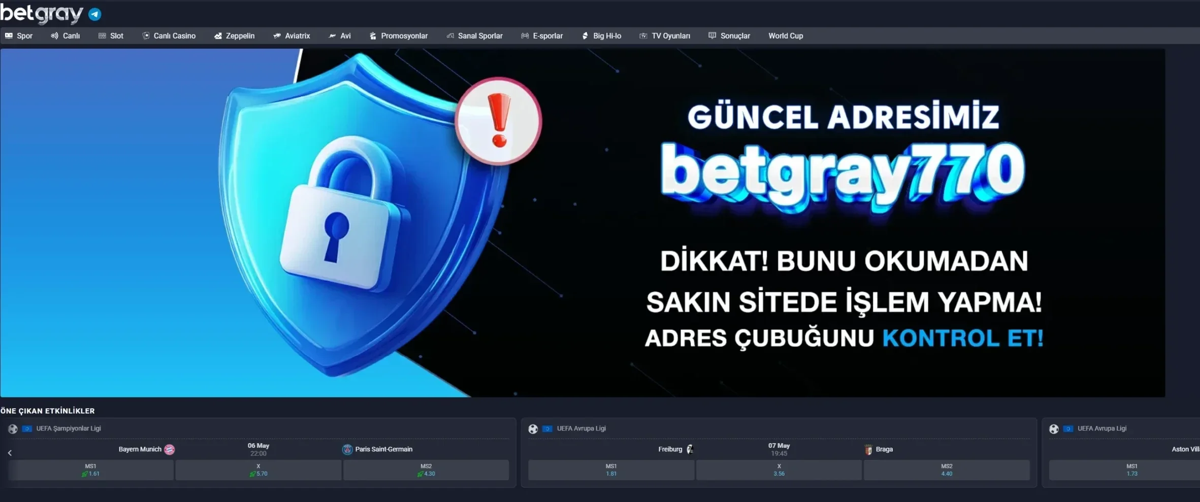 Betgray arayüz görüntüsü