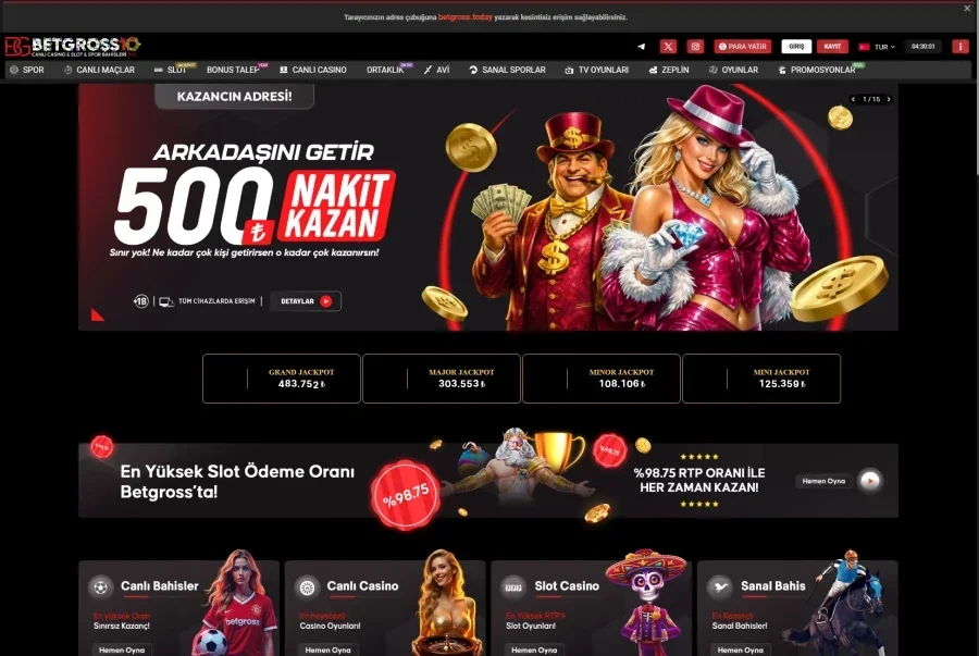 Betgross arayüz görüntüsü
