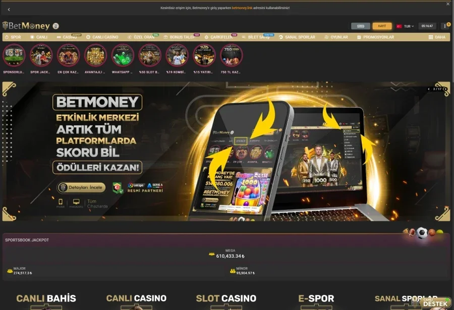 Betmoney arayüz görüntüsü
