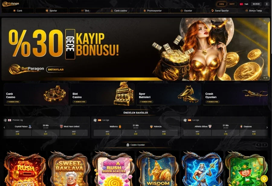 Betparagon arayüz görüntüsü