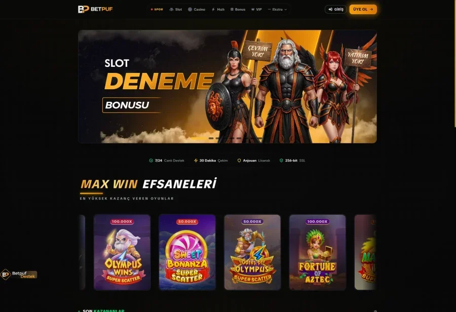 Betpuf arayüz görüntüsü