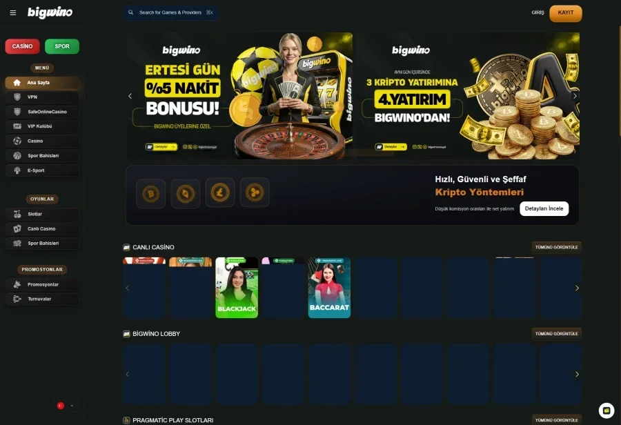 Bigwino arayüz görüntüsü
