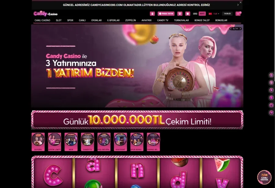 Candy Casino arayüz görüntüsü
