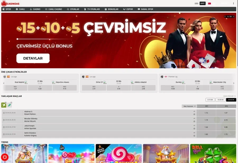 CasinoAs arayüz görüntüsü