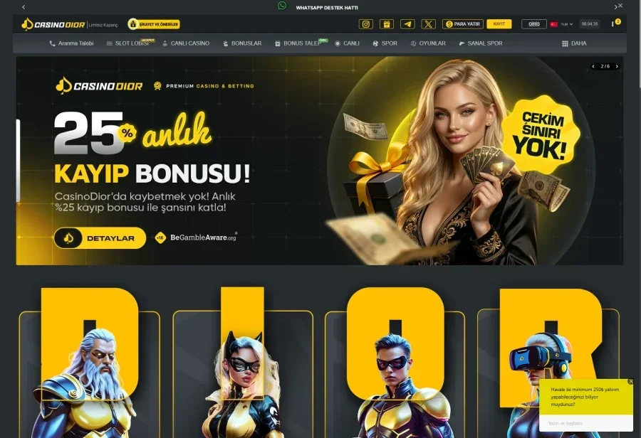 Casinodior arayüz görüntüsü