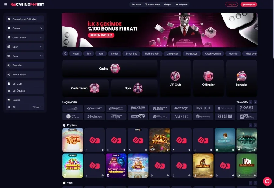 Casinoforbet arayüz görüntüsü