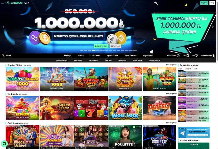 Casinoper arayüz görüntüsü