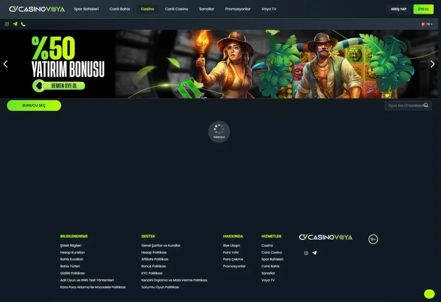 CasinoVoya arayüz görüntüsü