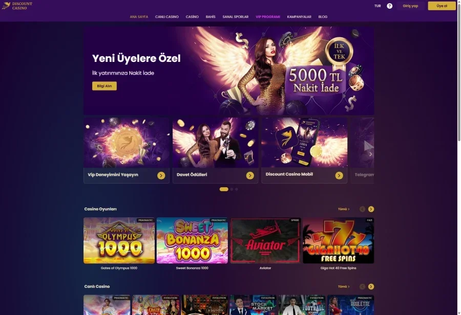 Discount Casino arayüz görüntüsü