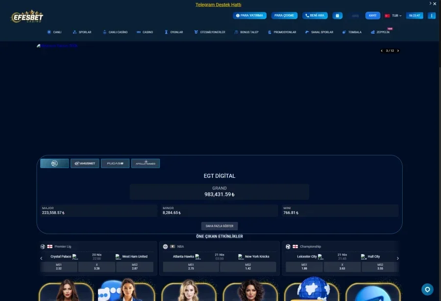 Efesbet Casino arayüz görüntüsü