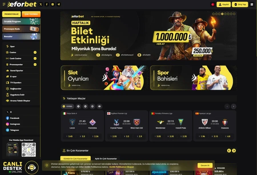 Eforbet arayüz görüntüsü