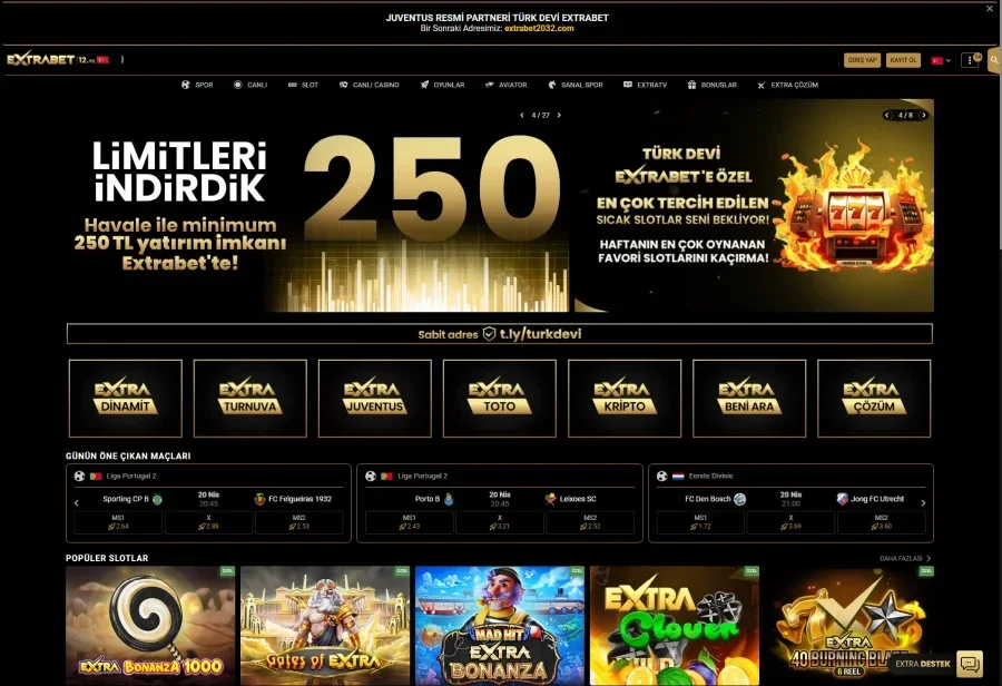 Extrabet arayüz görüntüsü