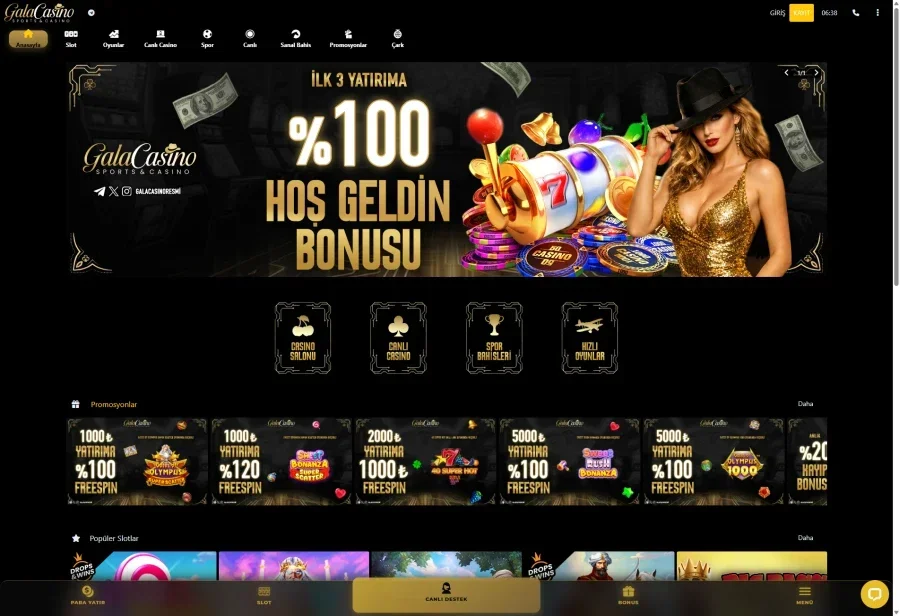 Galacasino arayüz görüntüsü