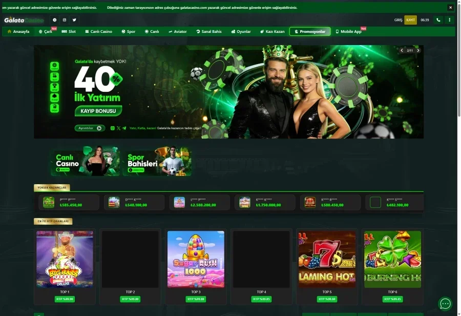 Galata Casino arayüz görüntüsü