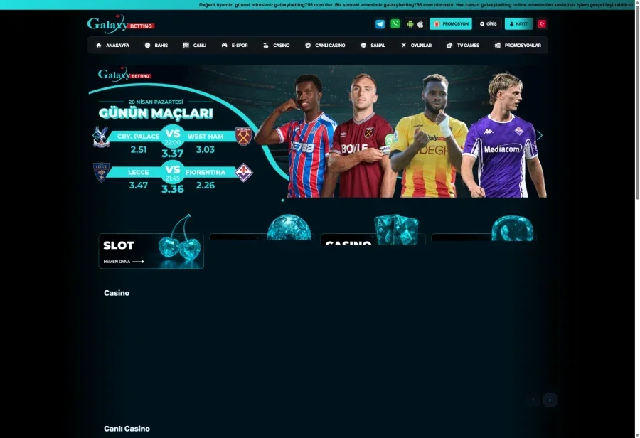 Galaxy Betting arayüz görüntüsü
