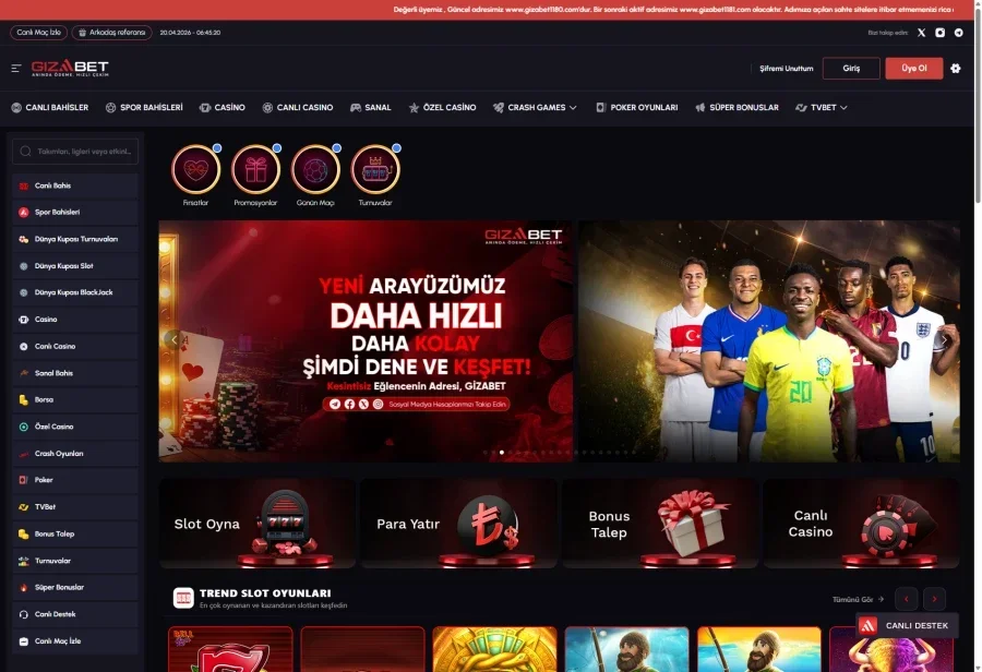Gizabet arayüz görüntüsü