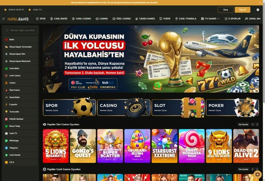 Hayalbahis arayüz görüntüsü