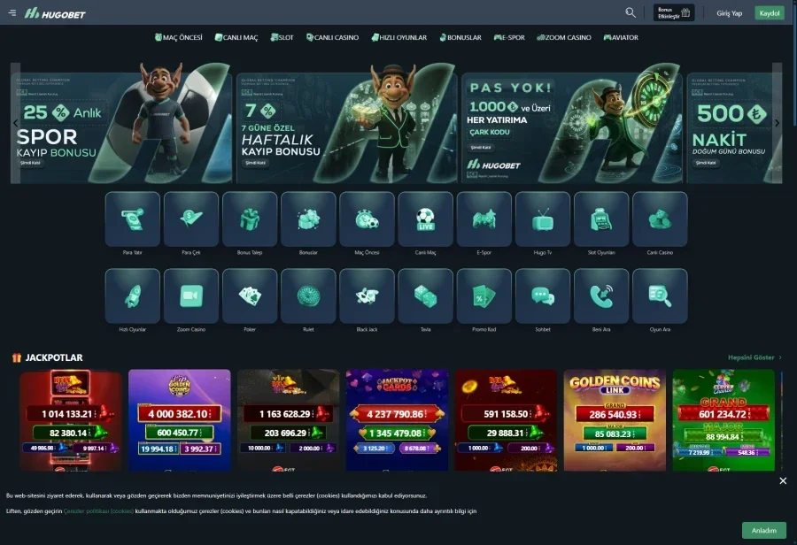 Hugobet arayüz görüntüsü