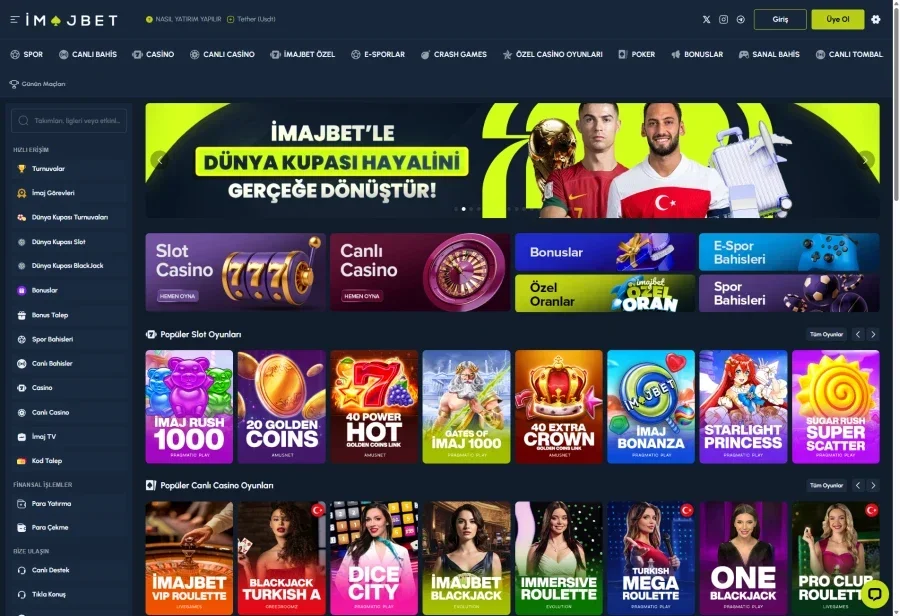 İmajbet arayüz görüntüsü