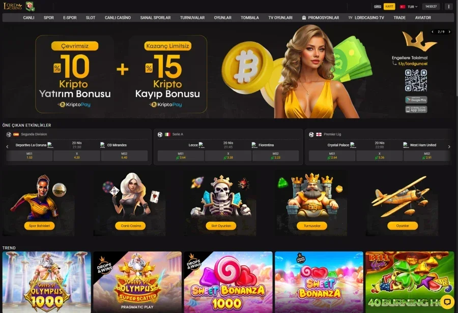 Lordcasino arayüz görüntüsü