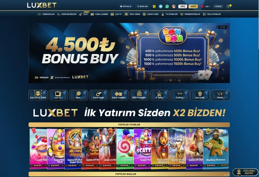 Luxbet arayüz görüntüsü