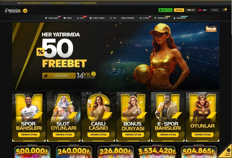 Magnumbet arayüz görüntüsü