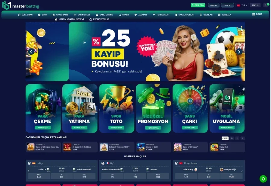 Masterbetting arayüz görüntüsü