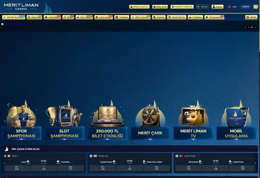 Meritliman Casino arayüz görüntüsü