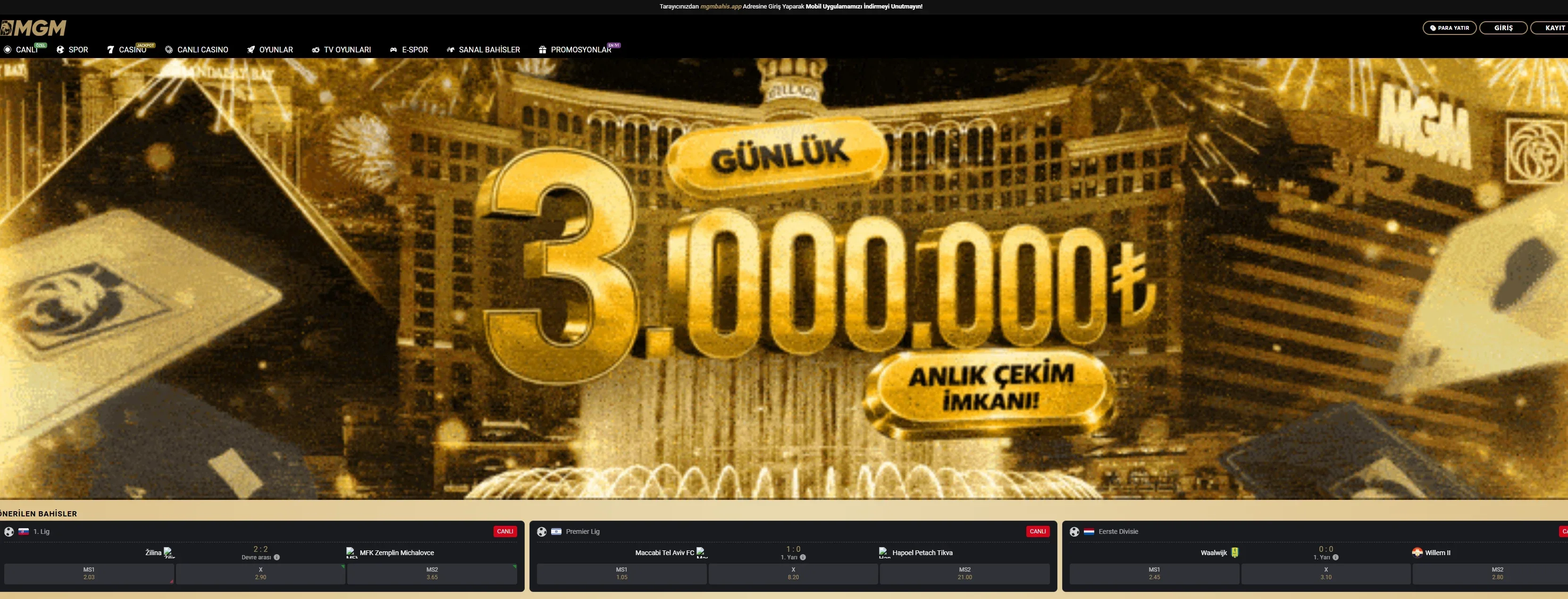 MGM Bahis arayüz görüntüsü