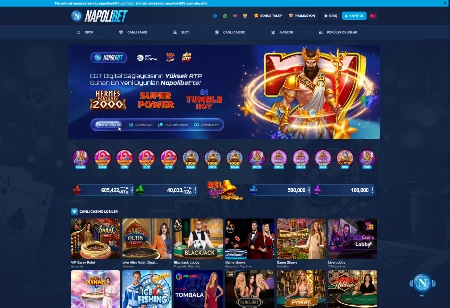 Napolibet arayüz görüntüsü