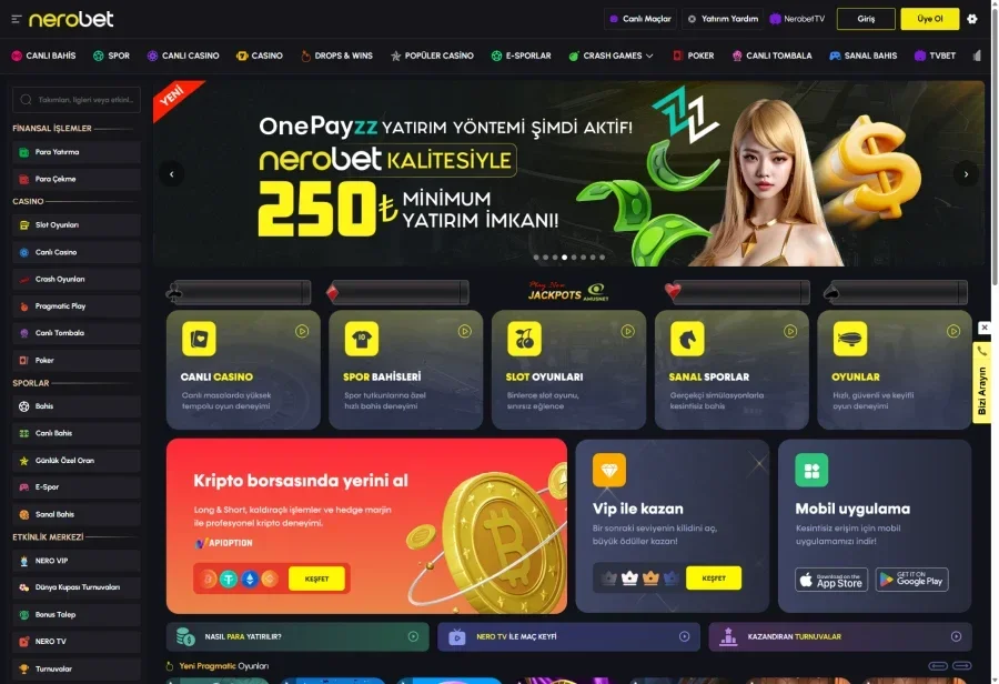 Nerobet arayüz görüntüsü