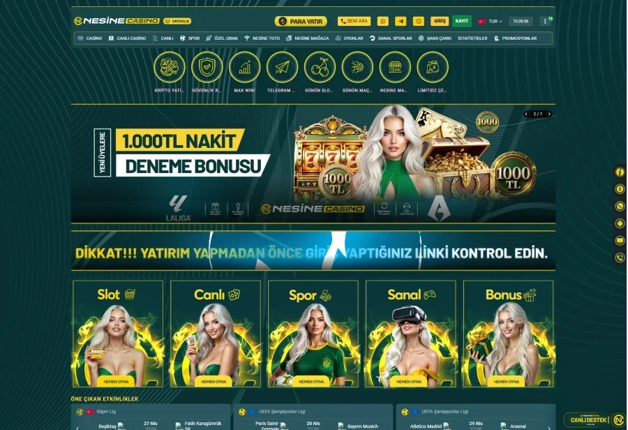 NesineCasino arayüz görüntüsü