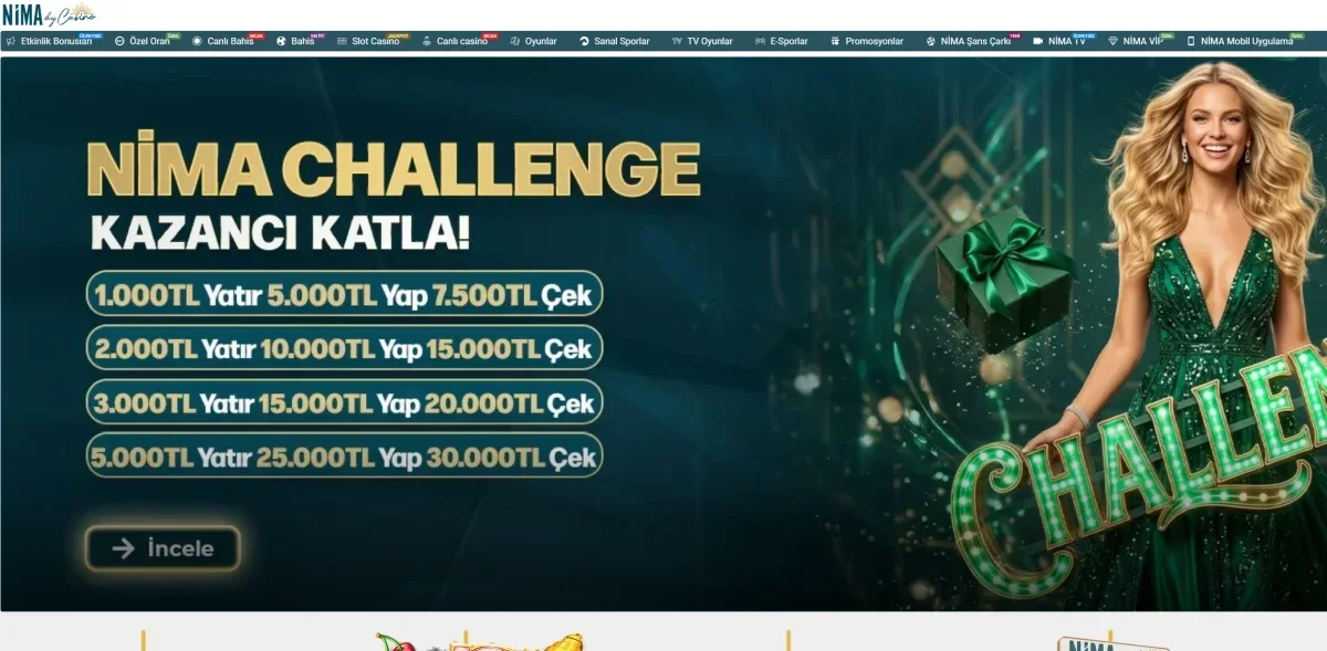 Nima Casino arayüz görüntüsü
