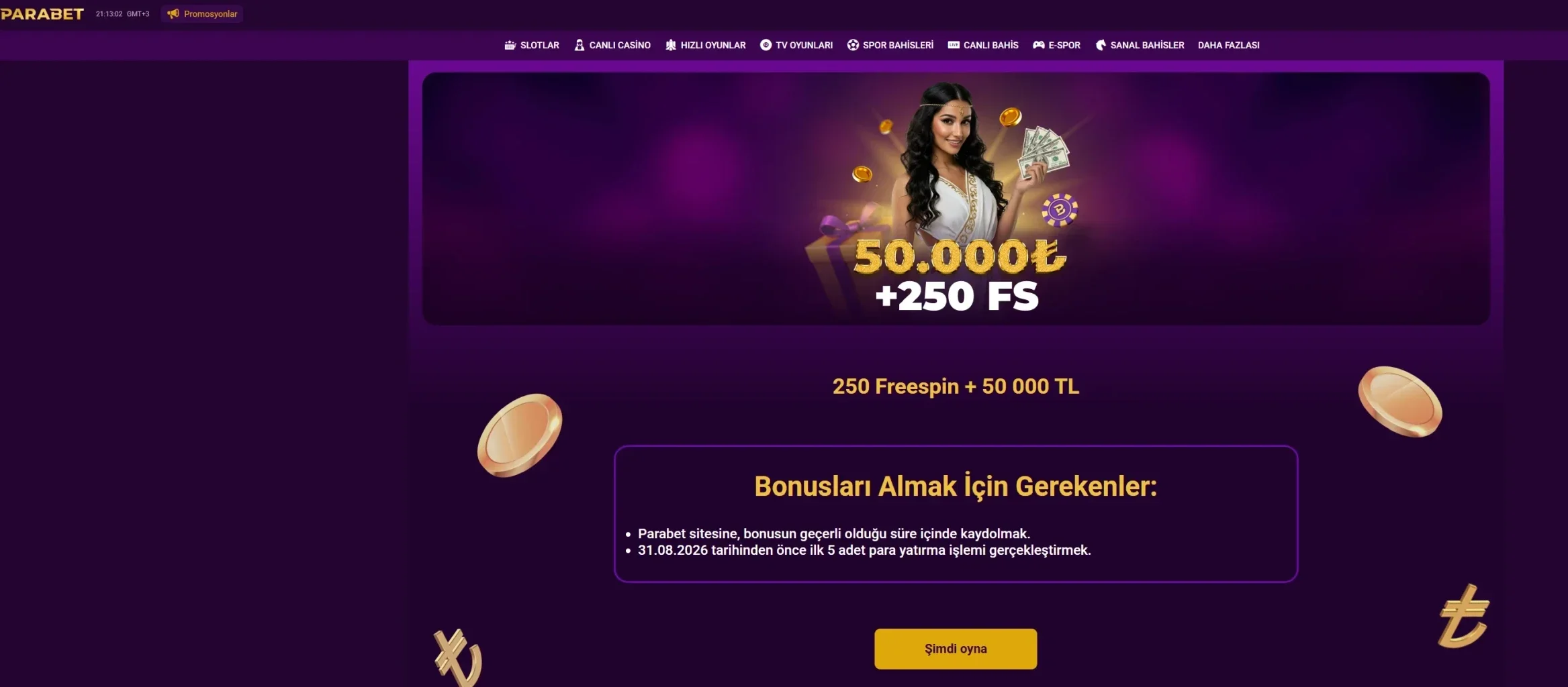 Parabet arayüz görüntüsü