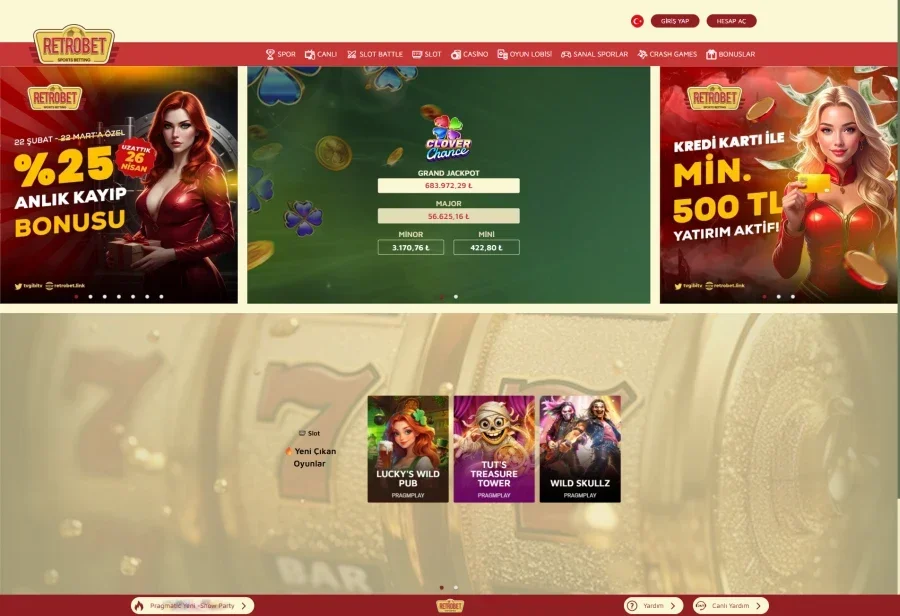 Retrobet arayüz görüntüsü