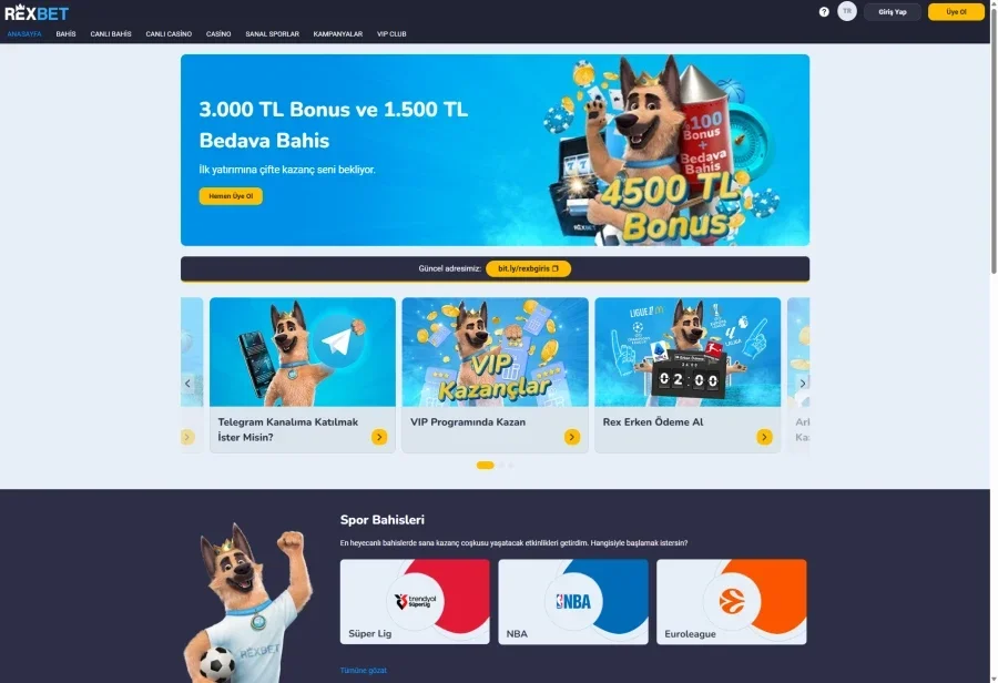 Rexbet arayüz görüntüsü