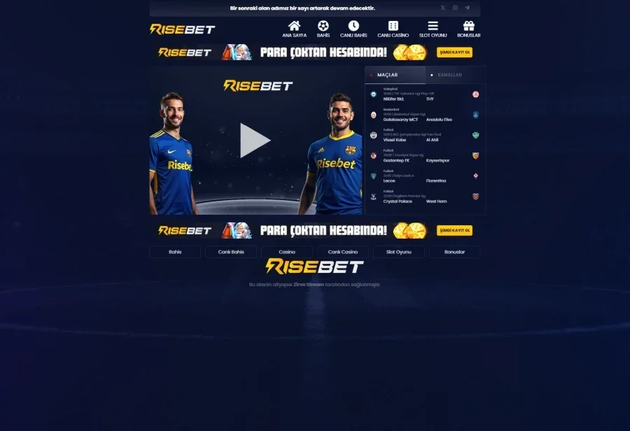 Risebet arayüz görüntüsü
