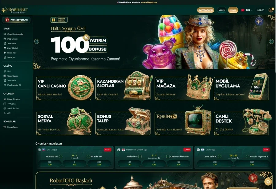 Robinbet arayüz görüntüsü