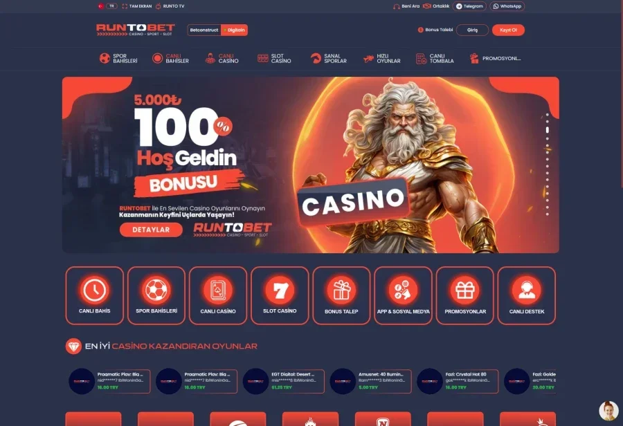 Runtobet arayüz görüntüsü