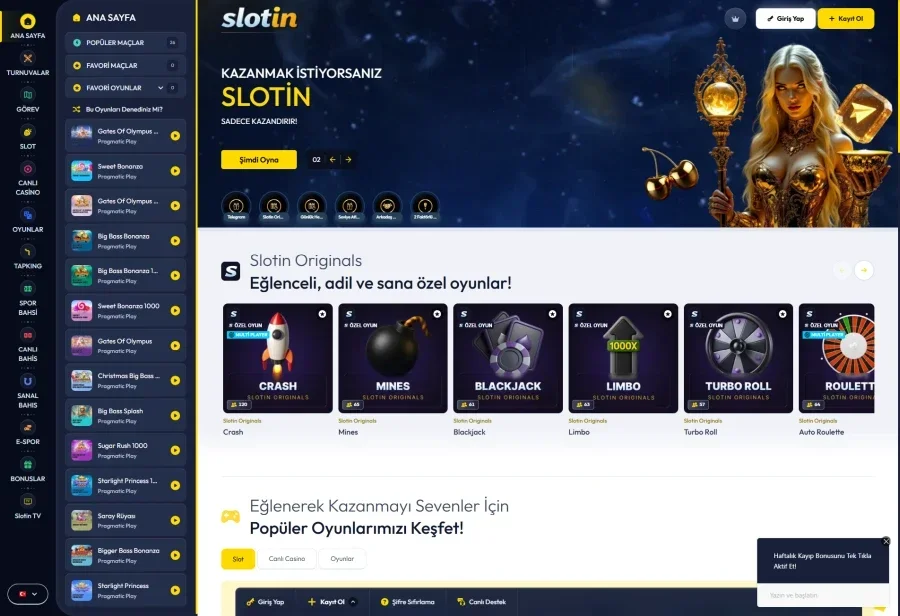 Slotin arayüz görüntüsü